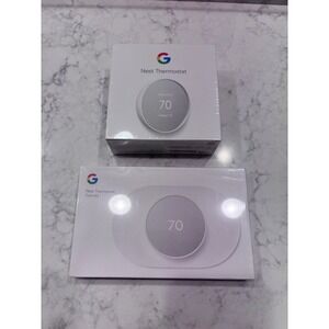 Google Nest Thermostat Snow White with Trim Kit Bundle GA01334-US New Sealed